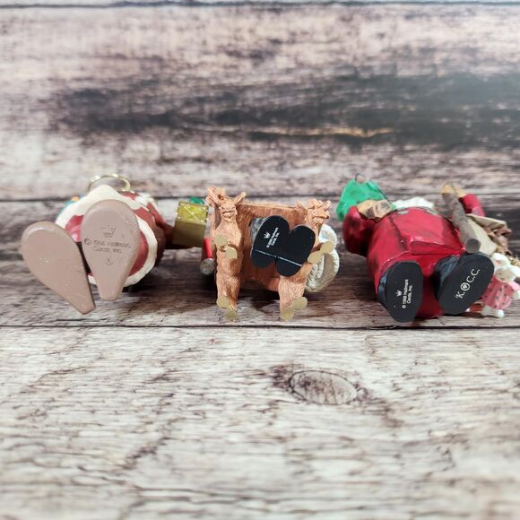 Set 3 Rustic Woodland Santa Ornaments Hallmark Christmas Collectors Folk Art - Picture 6 of 16